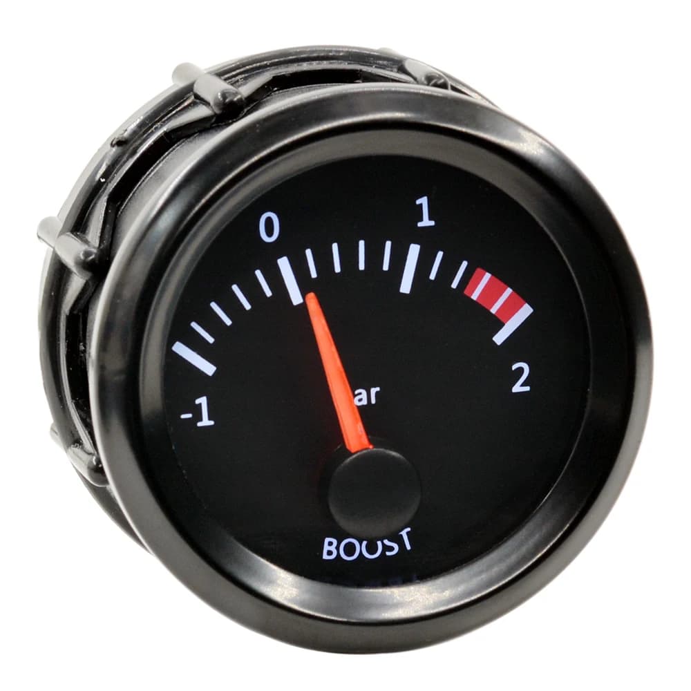 Jauge de suralimentation automobile 52 mm avec rétroéclairage LED blanc et moteur pas à pas -1~2 bars, instrument de mesure turbo