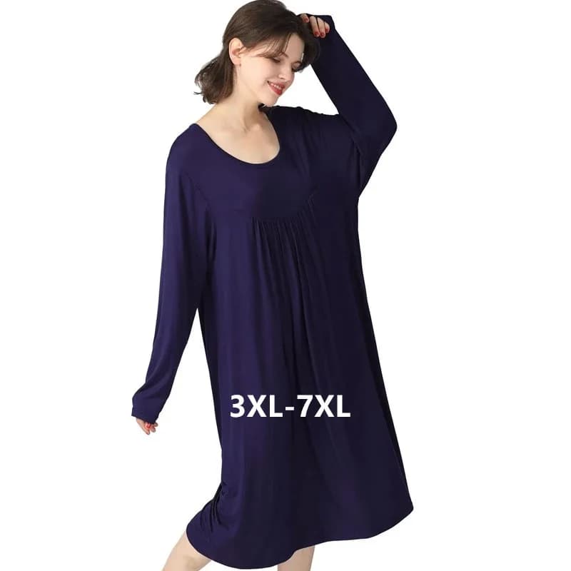 Chemise De nuit en coton pour femmes, grande taille, 3XL-7XL, nouvelle collection printemps-automne