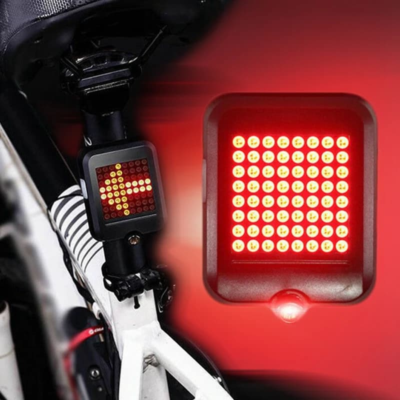 64 LED clignotant, indicateur de Direction automatique, feu arrière de vélo pour la montagne, lumière de vélo Rechargeable USB