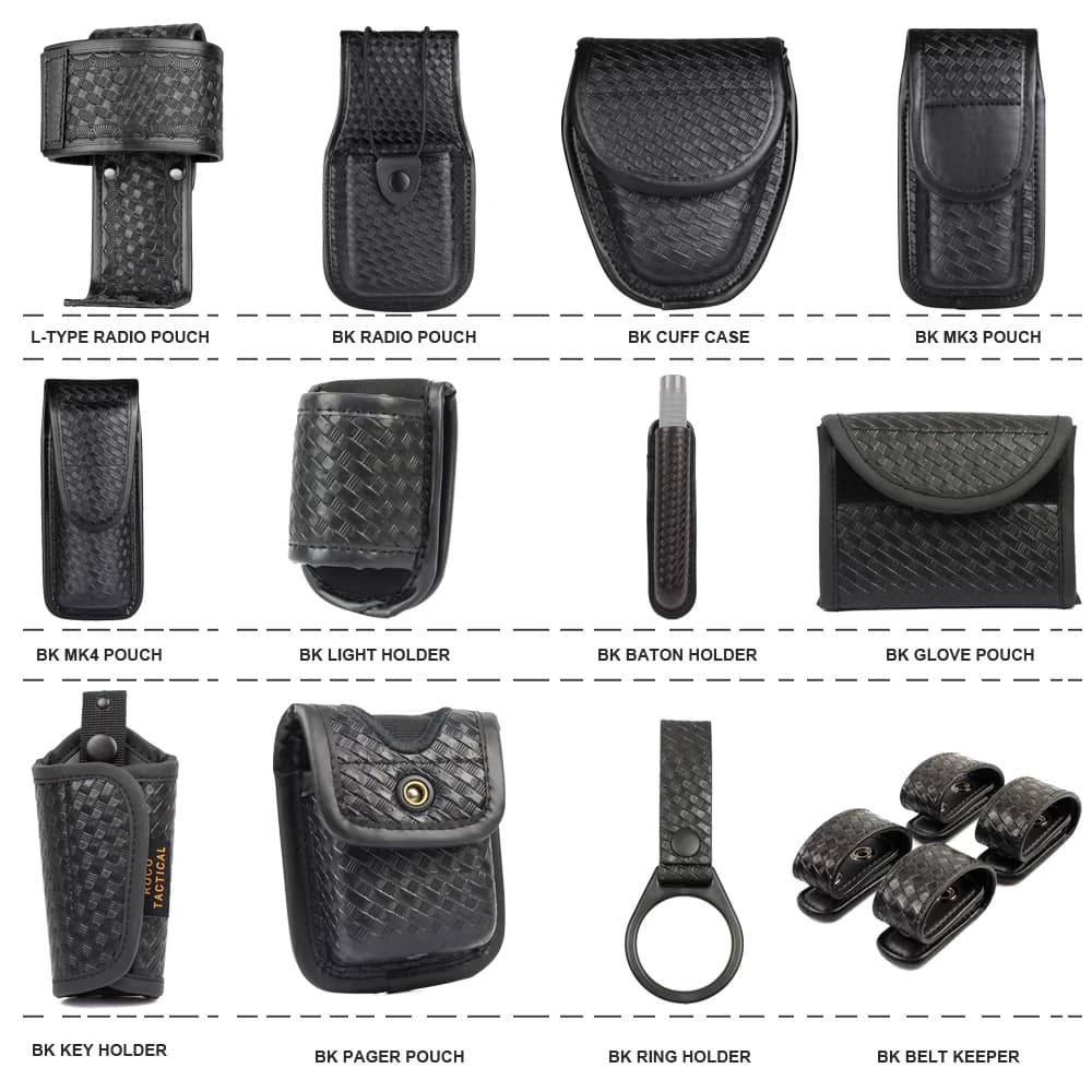 Kit de ceinture de service de police, accessoires, pochettes de ceinture utilitaires de protection, étui pour menottes, pochette pour radio, pochette pour gants, support de lumière, support de