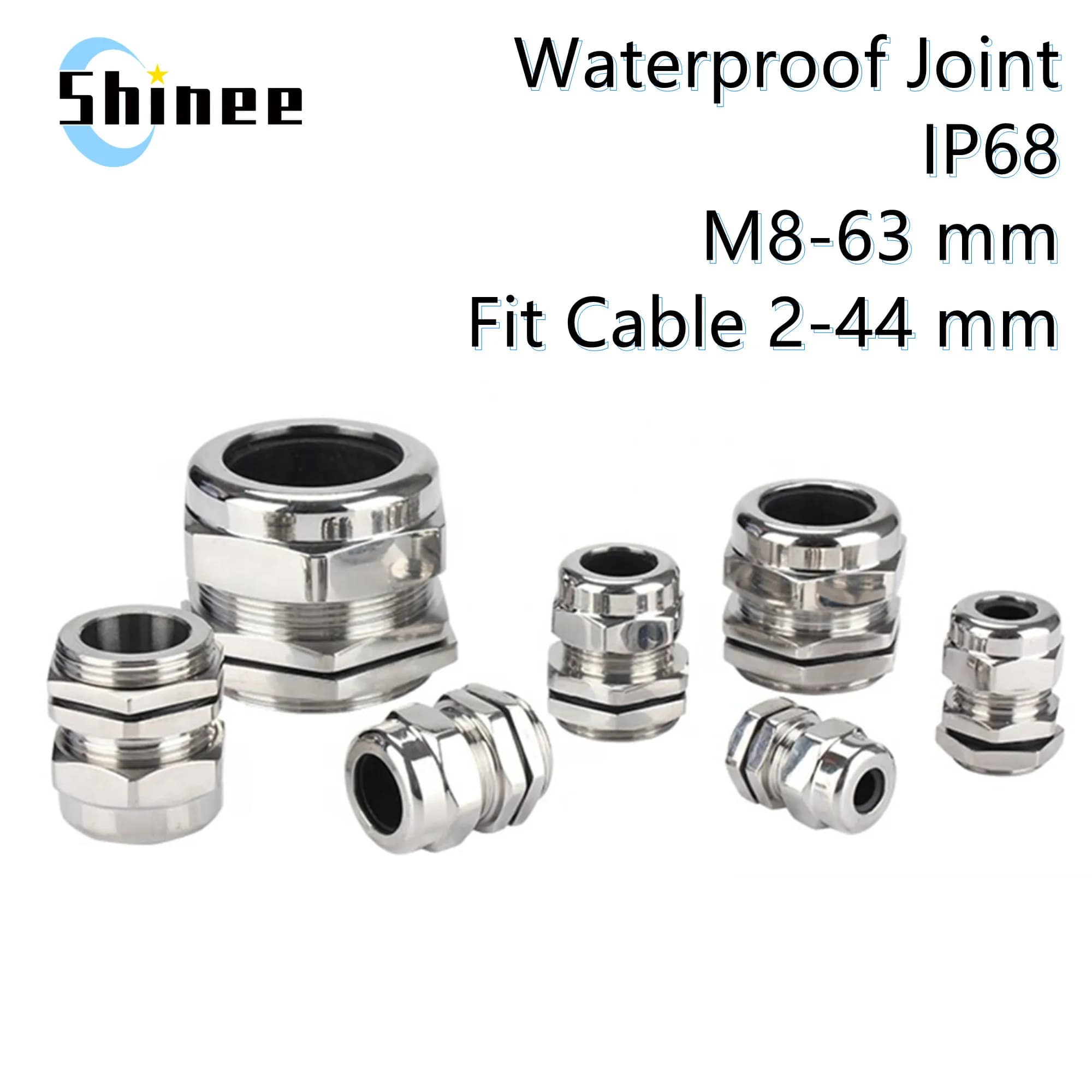 Connecteur de presse-étoupe étanche IP68, câble métrique en laiton nickelé M8 M10 M12 M14 M16 M18-M36 adapté à 18-25mm pour câble de 4 à 8mm
