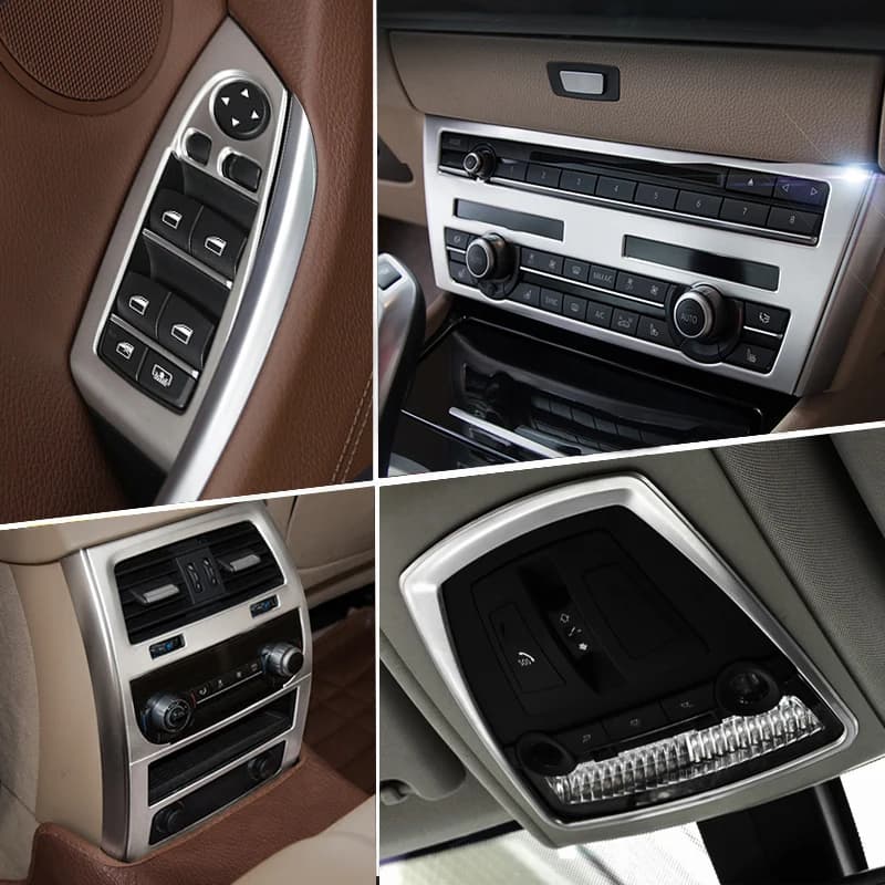 Accessoires chromés pour BMW série 5 GT F07, changement de vitesse intérieur de voiture, panneau CD de climatisation, couverture d'accoudoir de porte, autocollants de garniture de voiture
