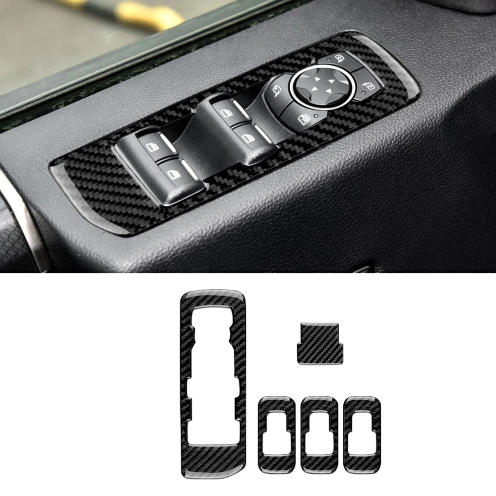 Autocollant de couverture de panneau de commutateur de fenêtre de porte, accessoires de garniture intérieure en Fiber de carbone pour Ford F150 2015 2016 2017 2018 2019 2020 2021