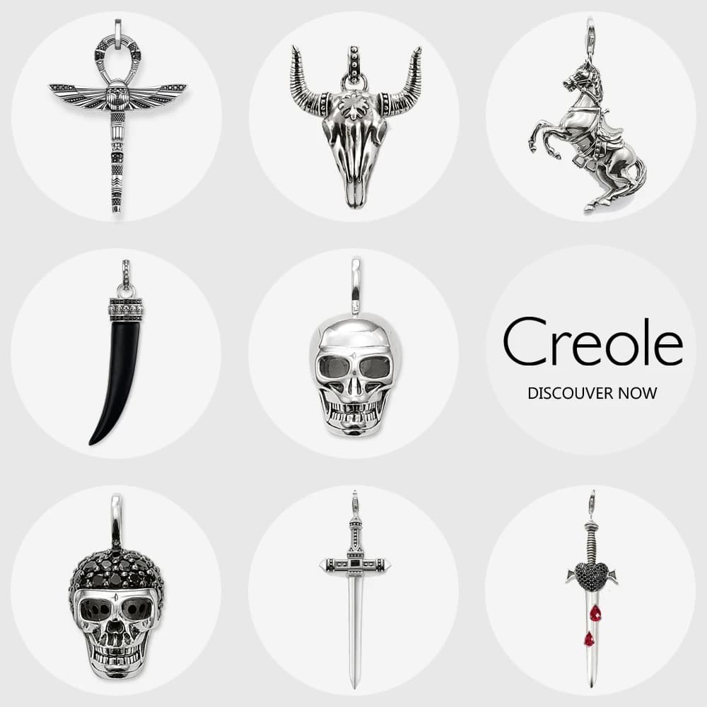 Collier pendentif croix de vie Ankh en argent regardé 2019, taureau, dent de cheval, crâne, épée, bijoux de mode rebelle, cadeau de carillon, 925