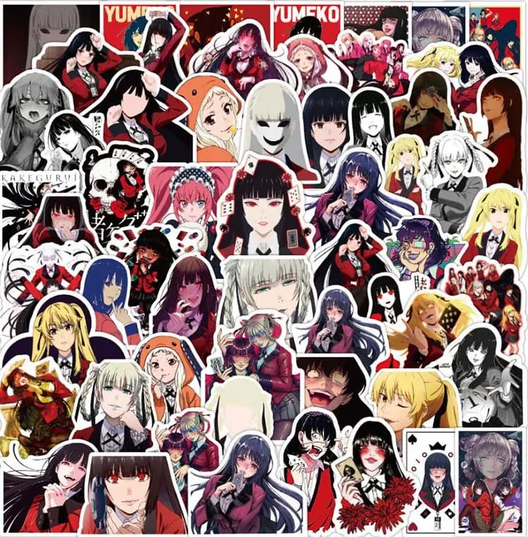 Lot de 10, 30, 50 ou 100 pièces de la série Mad Gamble, autocollant Graffiti Deep Kakegurui, casque Cool, fenêtre classique, mur tasse d'eau, chariot populaire