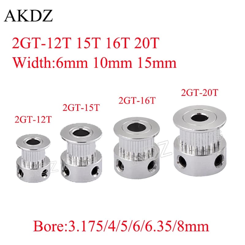 Poulie de synchronisation 2GT 12 15 16 20 dents 2GT, alésage 3.17/4/5/6/6.35/8mm pour courroie de distribution GT2, largeur 6mm 10mm 15mm, pièces CNC pour imprimante 3D