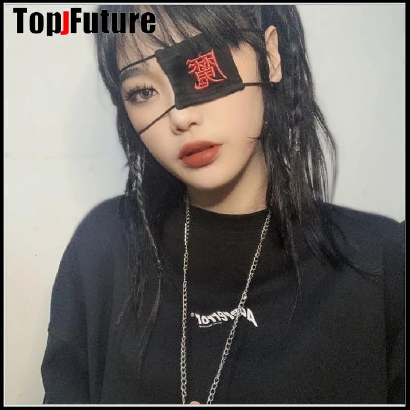 Costume Cosplay Anime pour femme, masque pour les yeux unique, couvre-chef avec les yeux bandés, broderie coeur LOLITA ANIME COéventuelles LAY