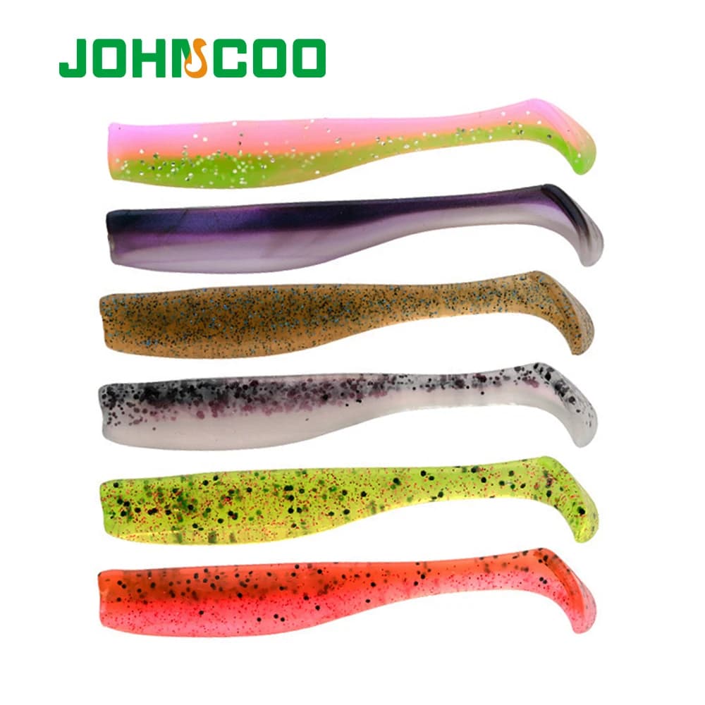 JOHNCOO – lot d'appâts artificiels souples en TPR pour la pêche à la turlutte, pack de leurres pour attraper des poissons, matériel pour pêcher des brochets ou des bars, avec queue de pagaie, 70mm,