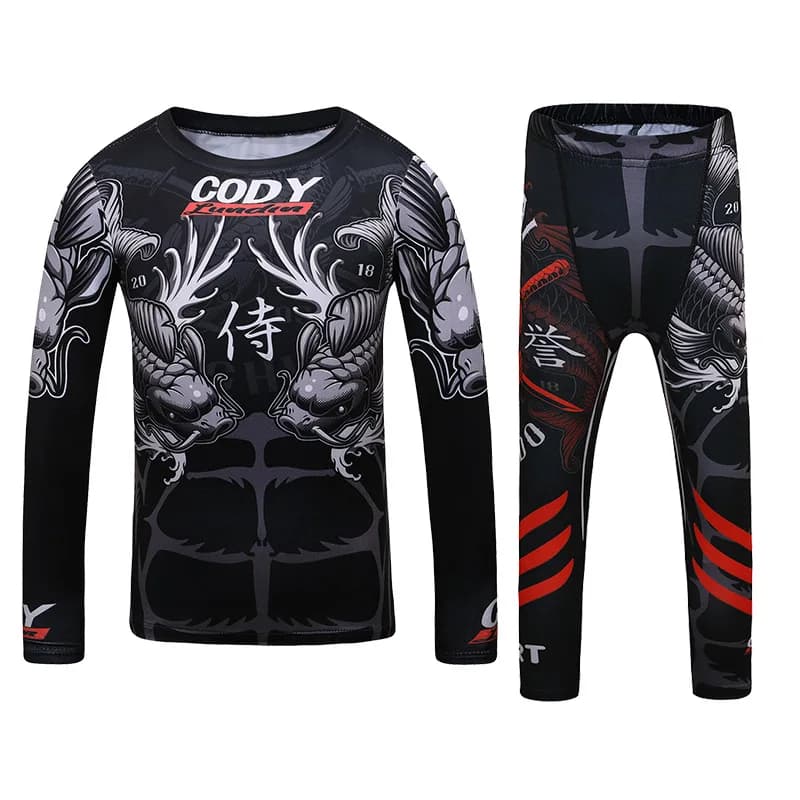 MMA Rashguard Jiu Jitsu pour enfants, t-shirt et pantalon de compression, vêtements de sport de boxe, muay-thaï, ensembles de combinaisons de combinaisons, vêtements MMA
