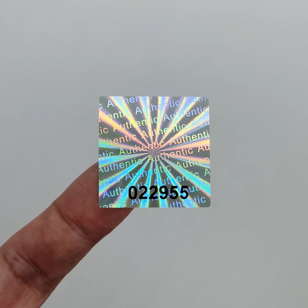Autocollant de garantie d'hologramme, étiquette holographique scellée inviolable, numéro de série noir, logo personnalisé, 500 pièces 30 mm x 30 mm