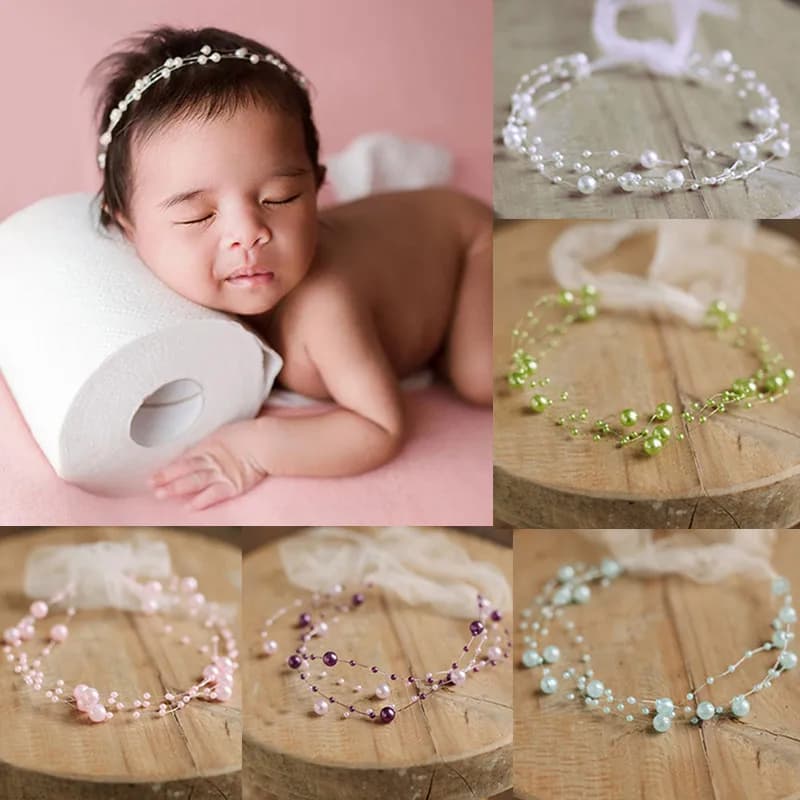 Accessoires de photographie pour nouveau-né, bandeau en perles, princesse, coiffure pour bébé fille, accessoires de prise de vue en Studio, 1 pièce