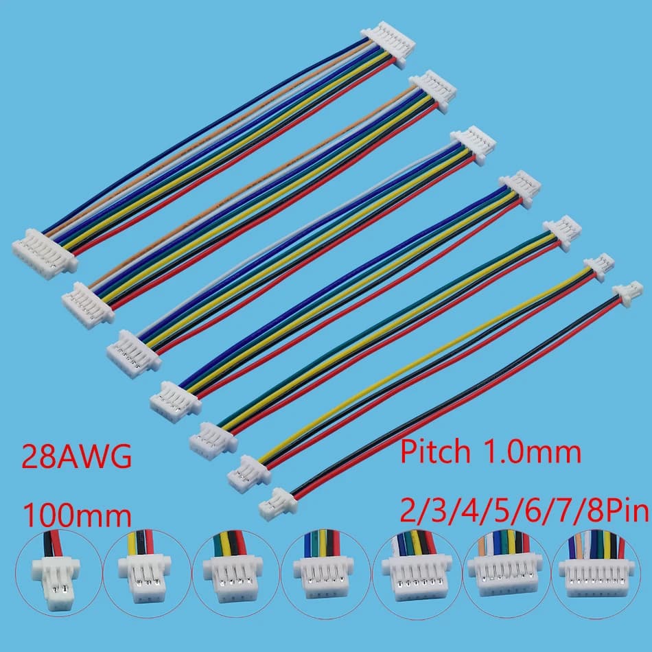 Connecteur de câble femelle à femelle JST SH1.0 1.0mm, 5/10 pièces, Double tête JST 1.0 2/3/4/5/6/7/8 broches, 28awg 10CM
