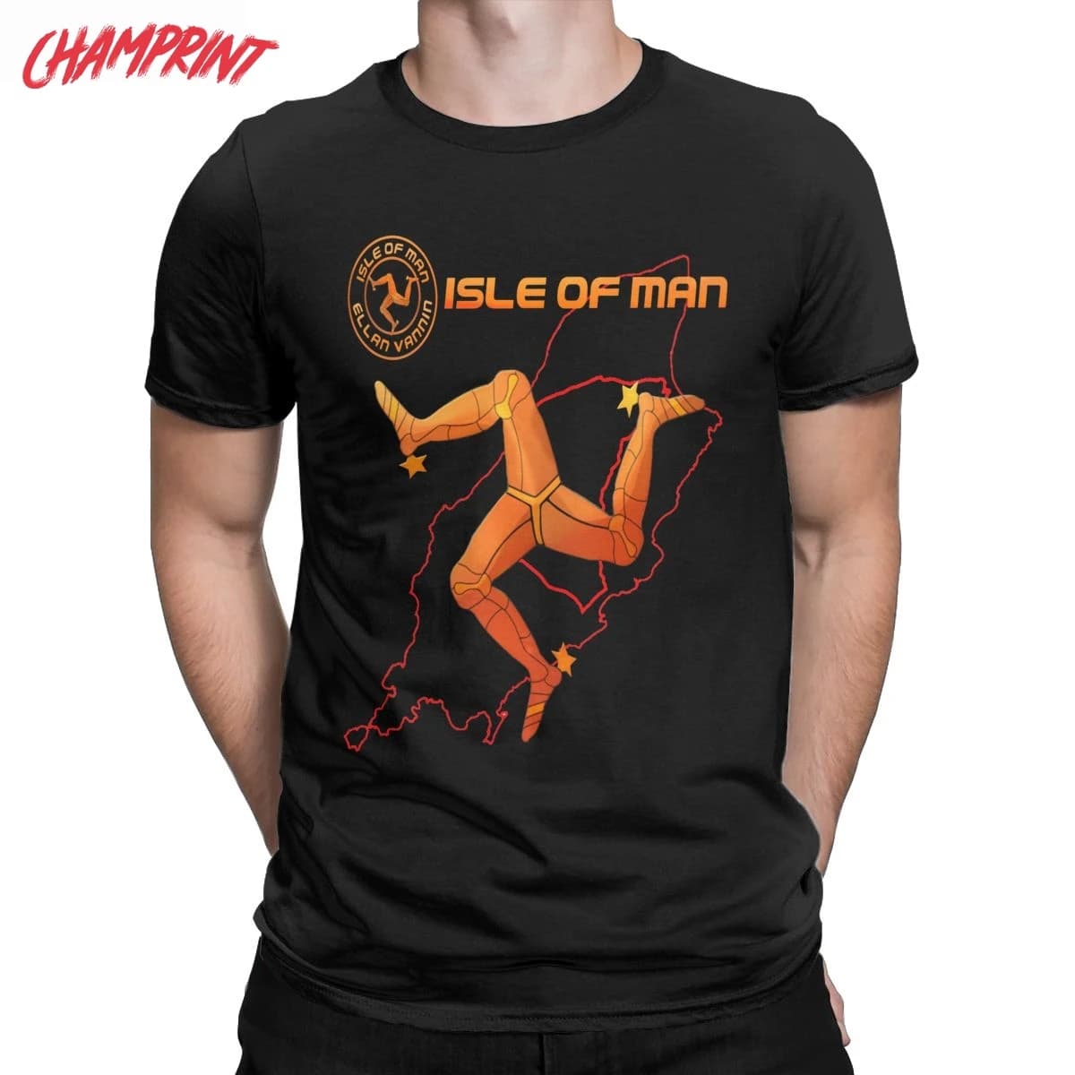 T-shirt imprimé graphique de l'île de Man pour hommes, t-shirts de course sur route, t-shirts de moto, manches courtes, col rond, 100% coton, TT