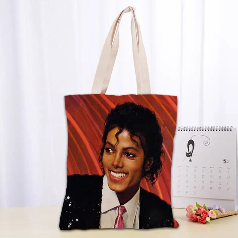 KPOP Michael Jacks sac fourre-tout femmes toile tissu sacs Eco réutilisable sacs à provisions voyage plage décontracté utile sac à bandoulière 03-18