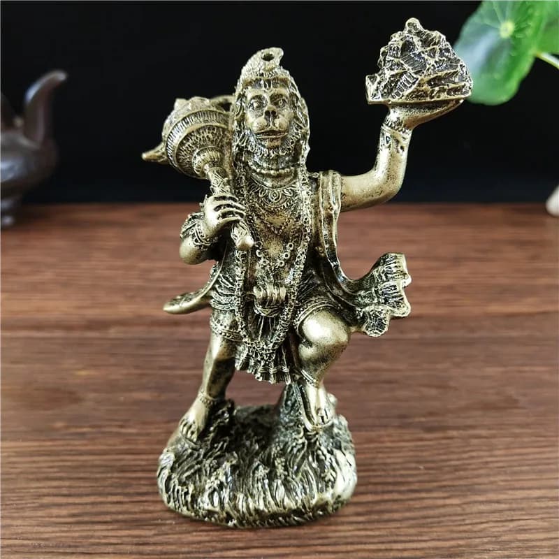 Statue de Hanuman couleur bronze, figurine décorative en résine, dieu singe hindou indien, sculpture de Bouddha, décoration d'intérieur, cadeau porte-bonheur