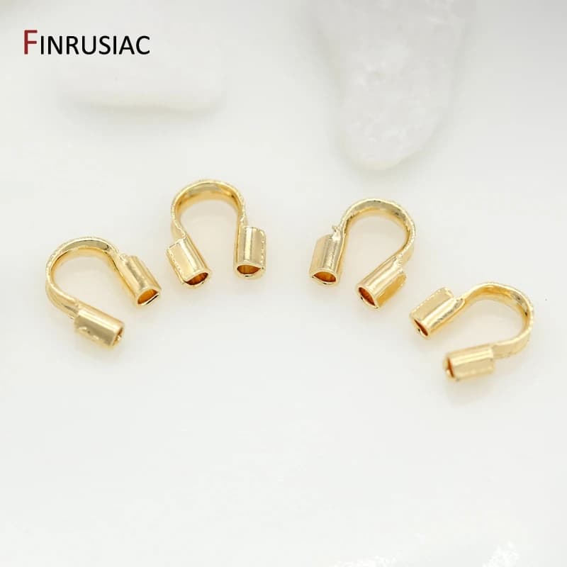 Protège-fils en laiton plaqué or 14/18 carats, boucles de protection en forme de U, connecteurs pour la fabrication de bijoux DIY