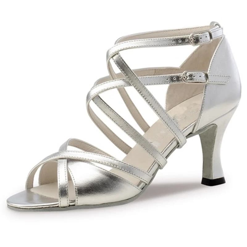 Chaussures de danse noires en daim pour femmes, talon de 7 cm, sandales de danse latine, salsa, tango, ballroom, chaussures de danse de fête pour filles