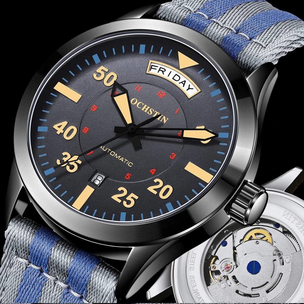 Montres pilotes pour hommes OCHSTIN montre mécanique automatique pour hommes montre-bracelet militaire extérieure étanche Date semaine cadran cadeau pour homme