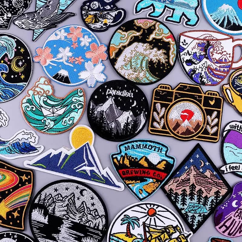 Patch ondulé de montagne pour vêtements, patchs de voyage naturels sur vêtements, bricolage, Camping, Patch Fusible, application de couture, Pacthes brodées