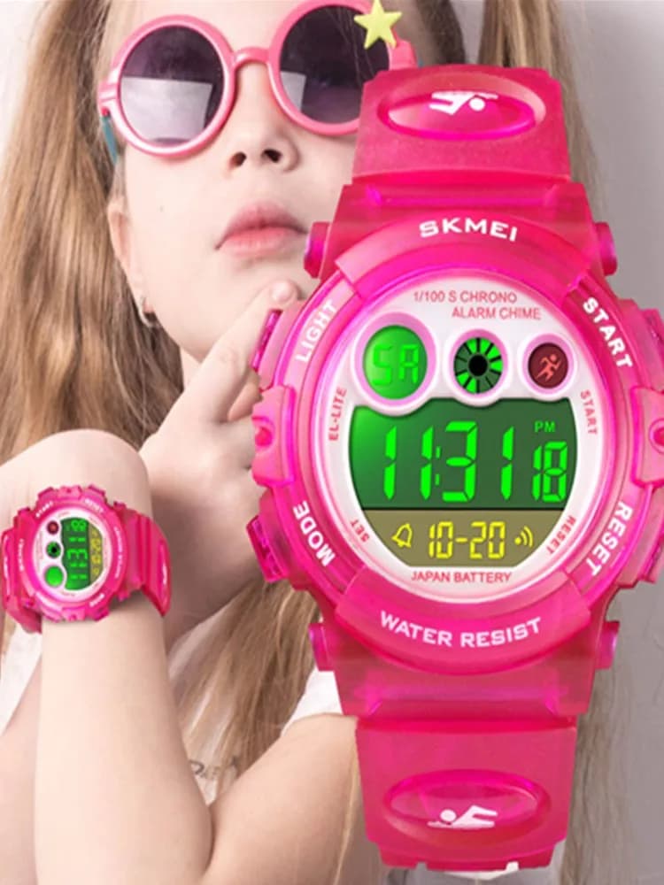 SKMEI-Montres de sport étanches pour enfants, montres-bracelets pour enfants, horloge électronique LED numérique, fille, garçons, étudiant, marque de mode