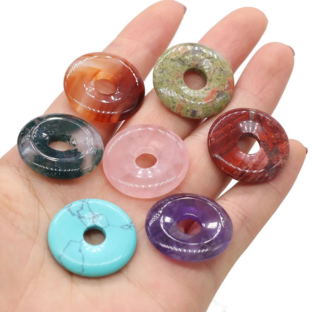 Perles en pierre naturelle à grand trou, quartz Rose, améthystes, perles amples pour fabrication de bijoux, collier, cadeau, taille 25x25mm