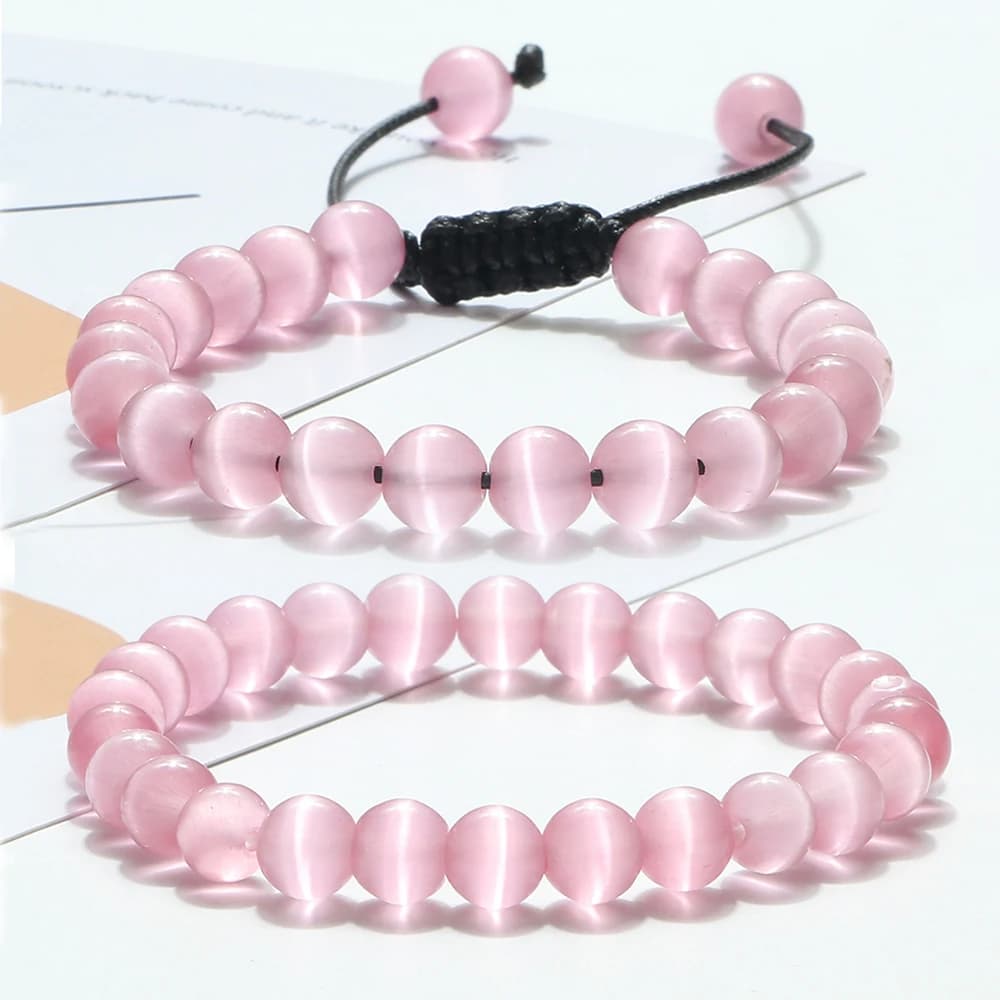 Bracelet en perles œil de chat pour femmes et hommes, en pierre opale naturelle colorée, en cristal Chakra, extensible, cadeau pour ami