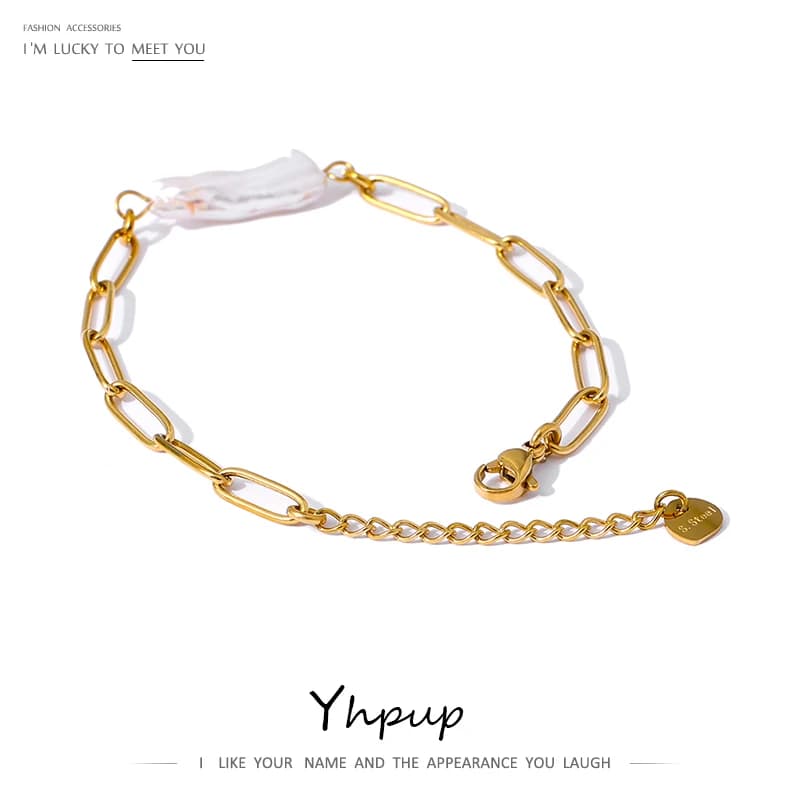 Yhpup Bracelet chaîne de perles naturelles tendance tempérament métal doré 18 K plaqué charme pour femmes бижерия для ж dikщин cadeau de bureau