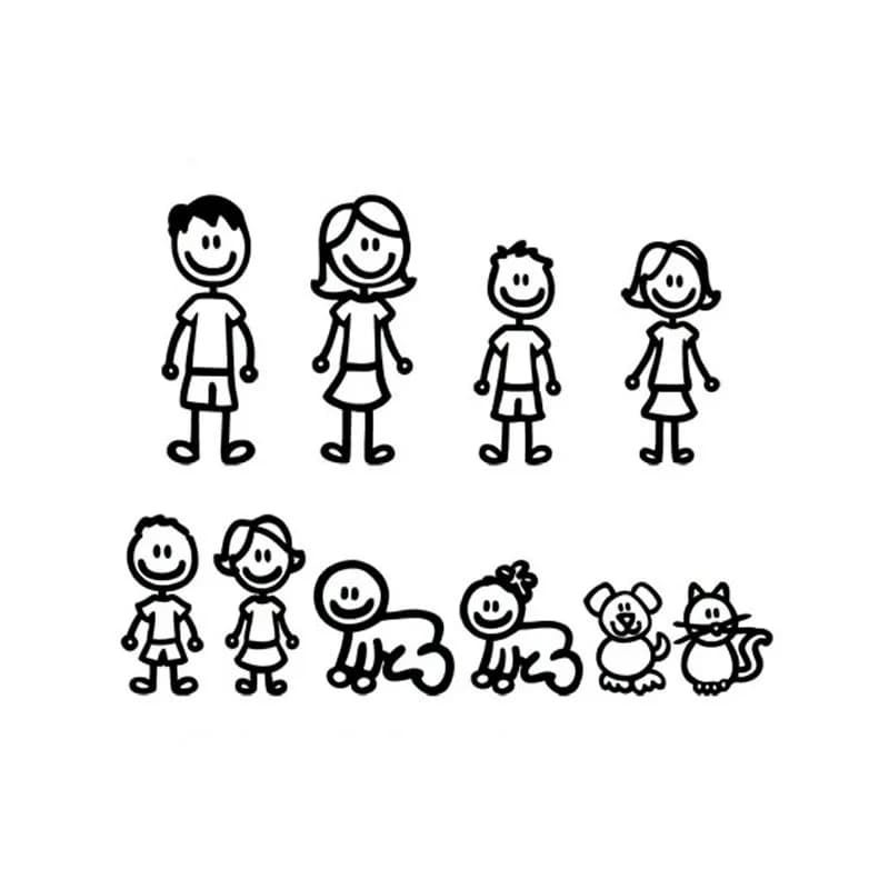 Autocollant de voiture en vinyle, 20cm x 20cm, couverture de la famille intéressante du corps de la mode, dessin animé, créativité, personnalité