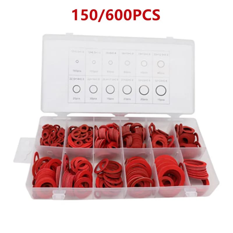Kit de rondelles plates en Fiber de papier en acier rouge, 150/600 pièces, rondelle d'isolation, jeu d'écrous et de boulons, Kit d'assortiment de joints à bague plate