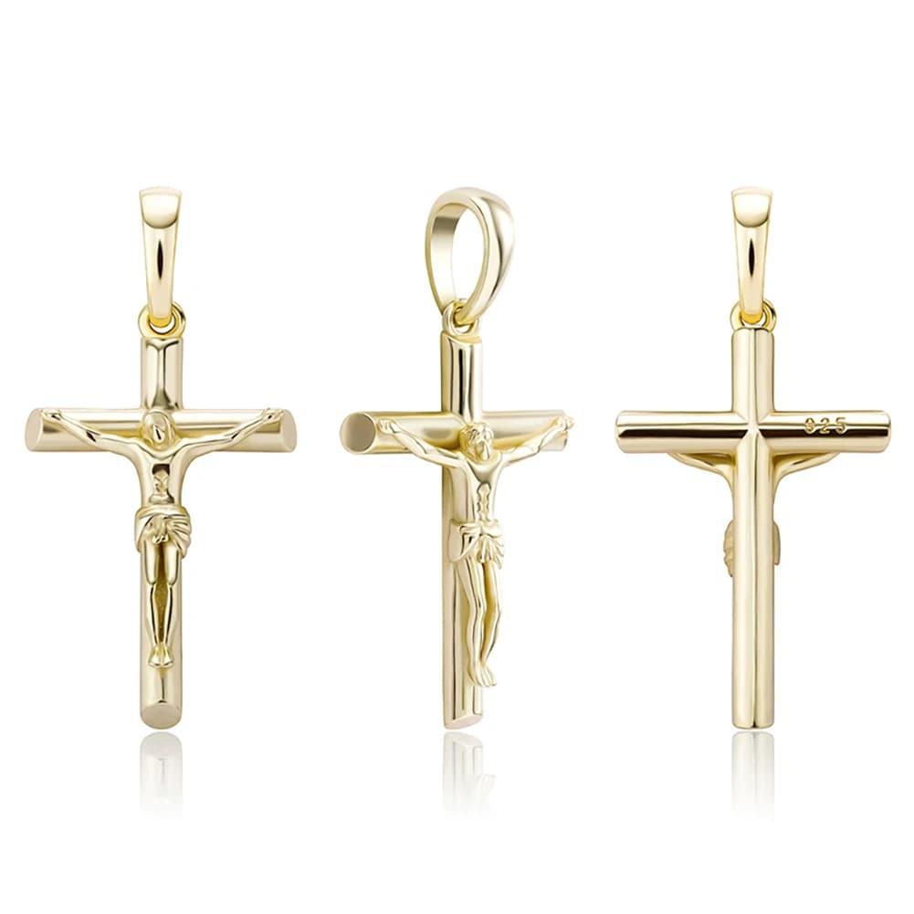 TOPGRILLZ – pendentif croix de jésus en argent Sterling 925, pendentif fin de couleur argent, bijoux personnalisés à la mode pour cadeau d'anniversaire