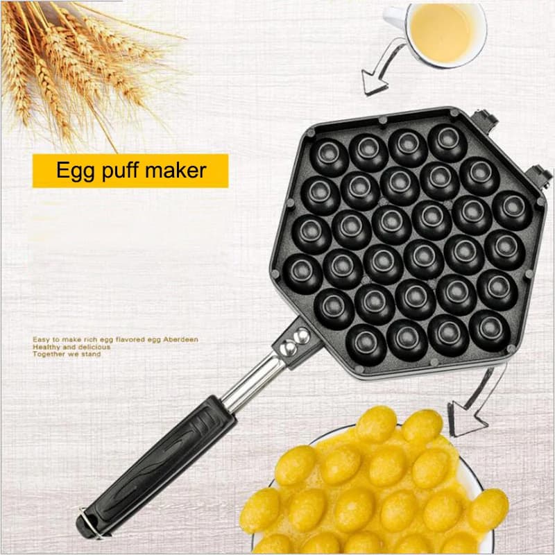 QQ-Moule à gaufres en aluminium pour gaufres, plaque à muffins bricolage, moule à gâteau à bulles aux œufs, moule à revêtement antiadhésif, fer à œufs, 14 kong