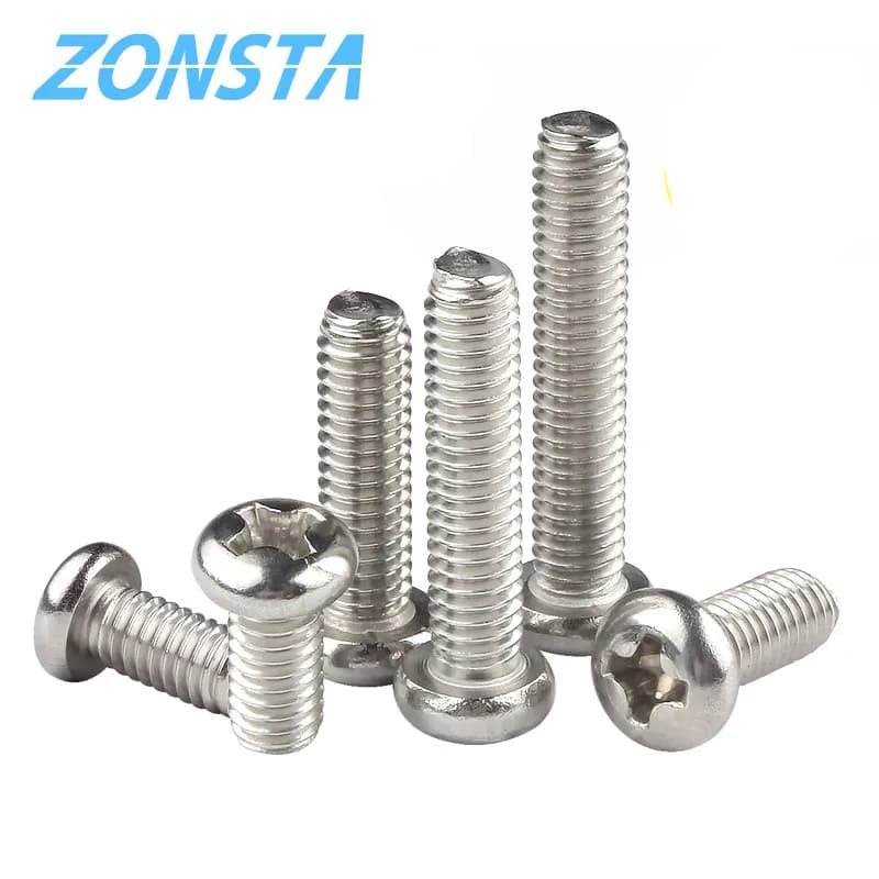 Vis à tête cylindrique encastrée en croix M1.2 M1.4 M1.6 M2 M2.5 M3 M4 M5 M6 304 vis de Machine TV Phillips ronde en acier inoxydable DIN7985