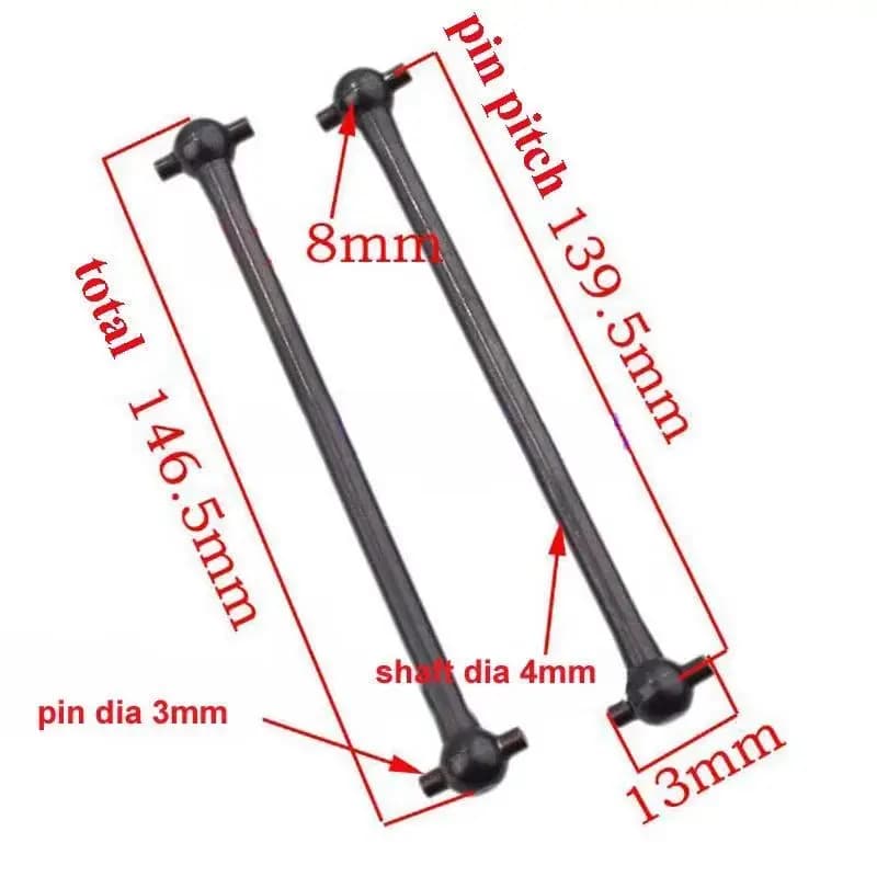 Goupille d'arbre d'entraînement en alliage Dogbone, 2 pièces, 80.5mm 88mm 91mm 94mm 95mm 100mm 106mm132mm 139,5mm, bielle pour modèle de voiture RC 1:8