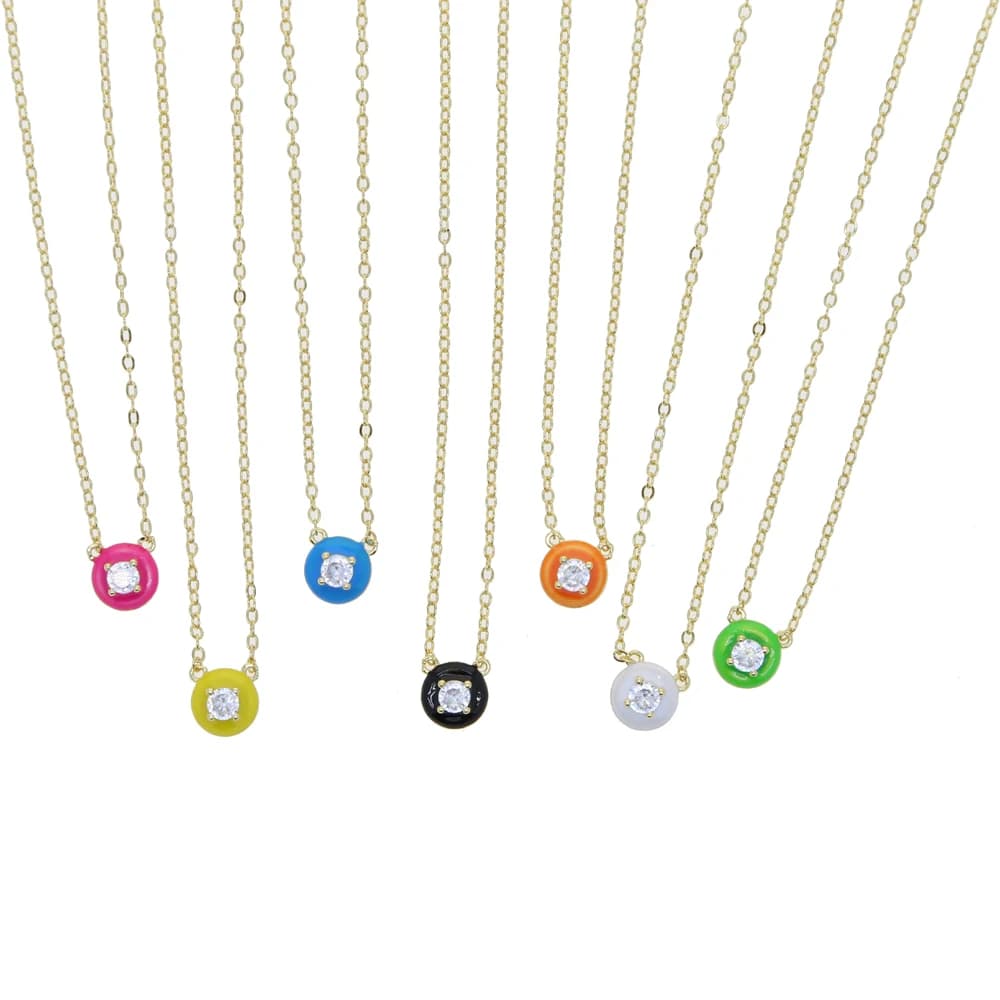 Collier à breloques géométriques pour filles, bijou d'été Simple, rond, couleur néon, émail, bonbons, nouvelle collection 2021