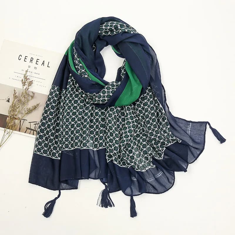 Châle en Viscose avec pompon Floral pour femme, foulard de haute qualité, foulard musulman, Hijab, collection printemps et été