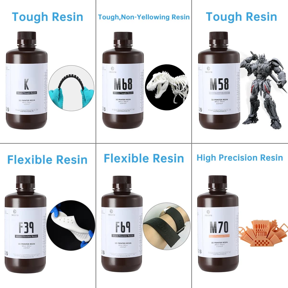 Resione – résine dentaire transparente UV, résistant, Flexible, ABS, 1KG, pour Elegoo Anycubic, résine Photon 3d