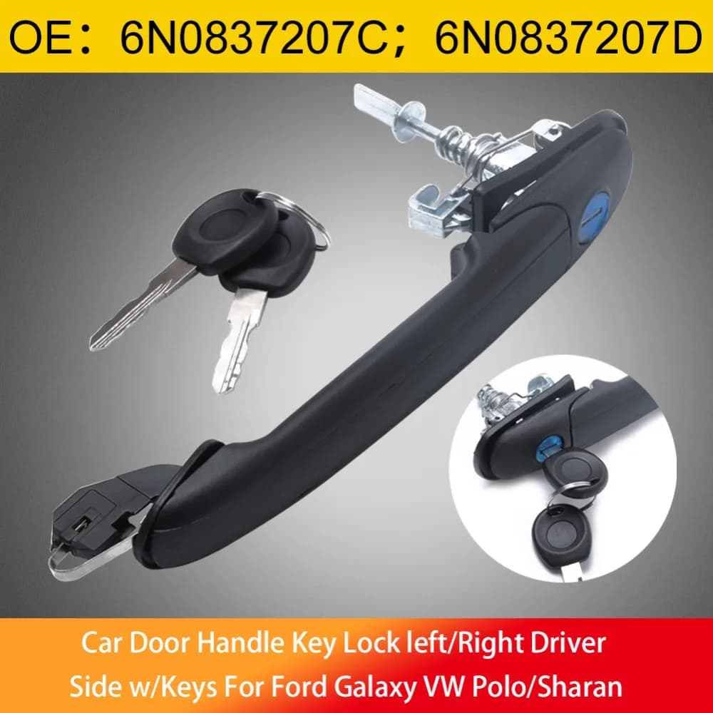 6N 0837207 C 6N 0837207 D poignée de serrure de porte de voiture avant droite gauche avec clés de baril pour VW POLO 6N 6N1 6N2