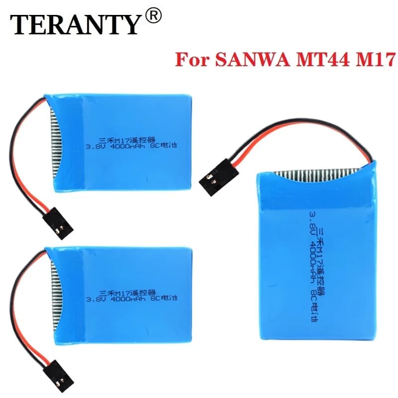 Batterie Lipo Rc 3.8V 4000mAh avec prise Futaba pour SANWA MT44 M17 RC, télécommande émetteur, pièces de commande Radio