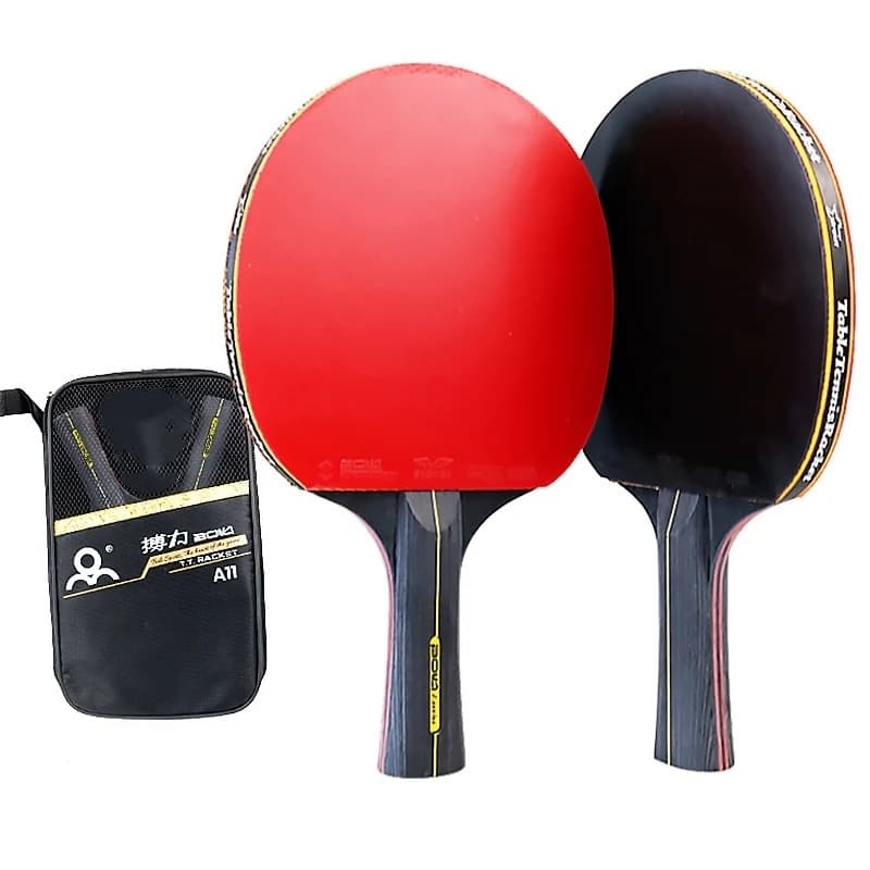 Raquette de Tennis de Table professionnelle 6 étoiles, 2 pièces, ensemble de raquettes de Ping-Pong, lame en caoutchouc de haute qualité, pagaie de chauve-souris avec sac