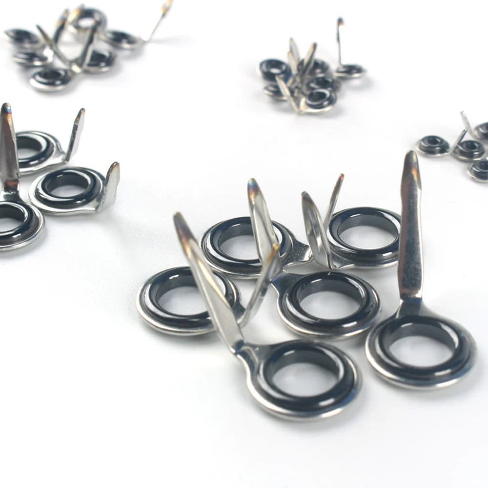 Guides de canne à pêche en acier inoxydable, 5 à 10 pièces, Kit de réparation de construction de canne, outil de pêche en eau douce et salée, œil d'anneau en céramique 1.5 ~ 6.8mm