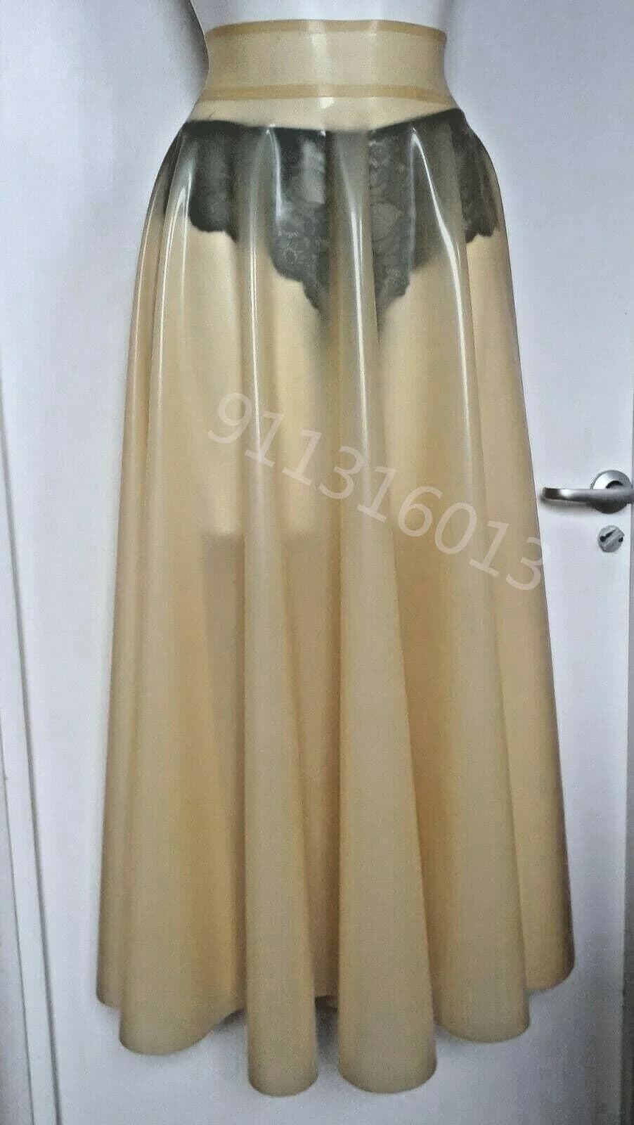 Jupe longue plissée en latex pour femme, caoutchouc naturel, style anglais, sans fermeture éclair, longueur de rinçage, 100%