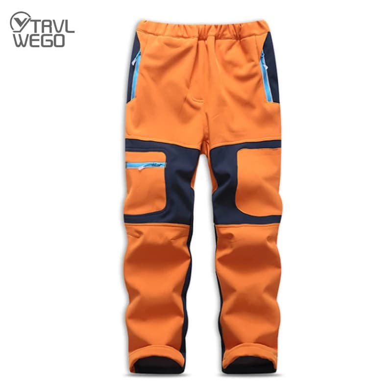 TRVLWEGO-Pantalon Chaud Coupe-Vent Imperméable pour Enfant, Pantalon de Randonnée, Ski, Extérieur, Soft Shell, Étudiant, Automne, Hiver