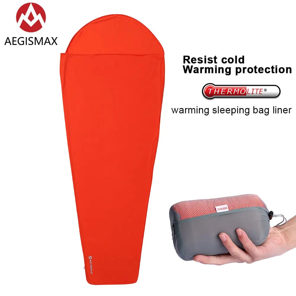 AEGISMAX Thermolite réchauffement 5/8 Celsius sac de couchage doublure Camping en plein air Portable lit simple feuille de couchage verrouillage température