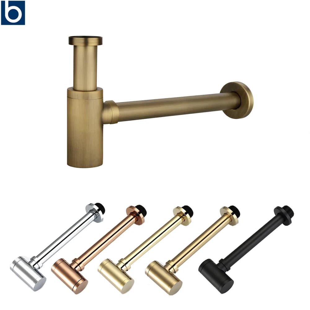 Piège à bouteilles de salle de bains, Siphon, tuyau de vidange d'évier, fixation de salle de bains moderne, bouchon de filtre Pop-Up chromé brossé noir pour la maison