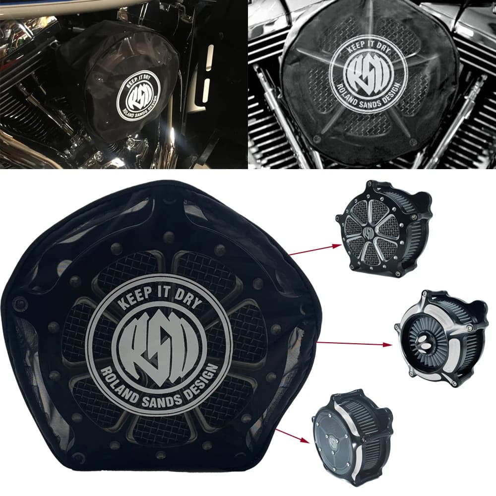 Chaussette de pluie imperméable noire RSD pour Harley Touring Sportster 1200 Softail Dyna Road King Electra Glide pour Kit de nettoyage de filtre à Air