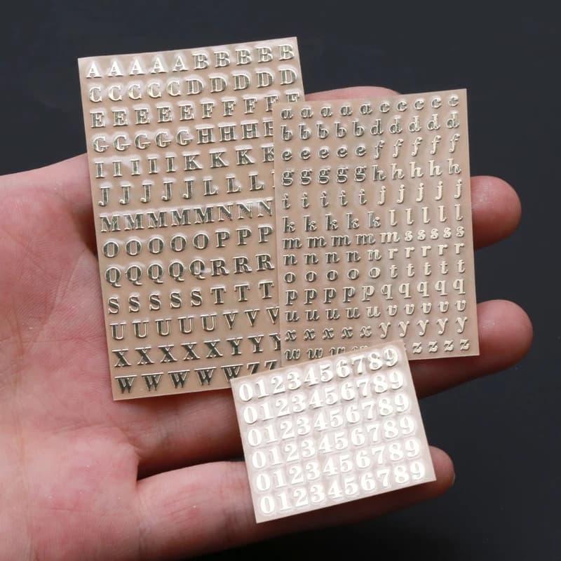 Autocollants Décoratifs avec Lettres d'Alphabet, Paillettes Épaisses avec Remplissage en Résine Époxy UV, Numérisation Anglaise, 3 mm, 5 Pièces