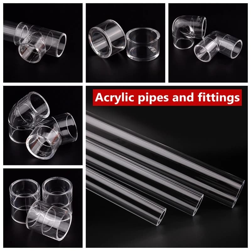 Tuyau acrylique 16 20 25 32 40 50mm, coude à 90 degrés, plexiglas Transparent, accessoires de réservoir d'eau d'aquarium, Joints en t pour réservoir
