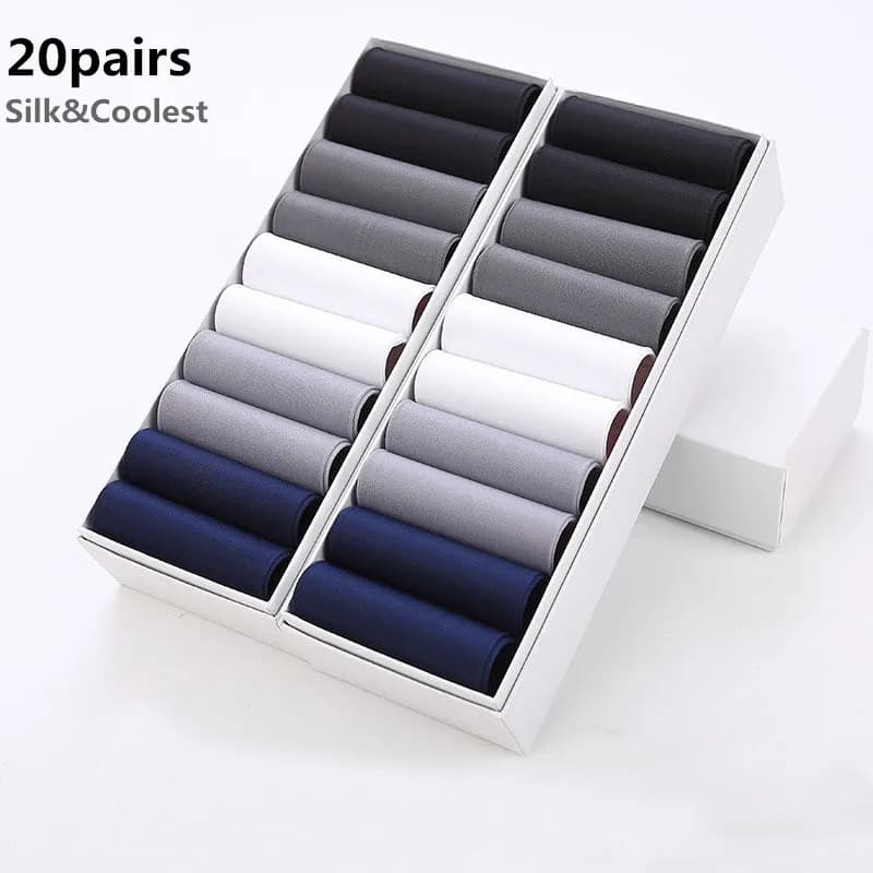 Chaussettes longues transparentes ultra fines pour hommes, chaussettes d'affaires décontractées, haute qualité, vente en gros, été, 20 paires