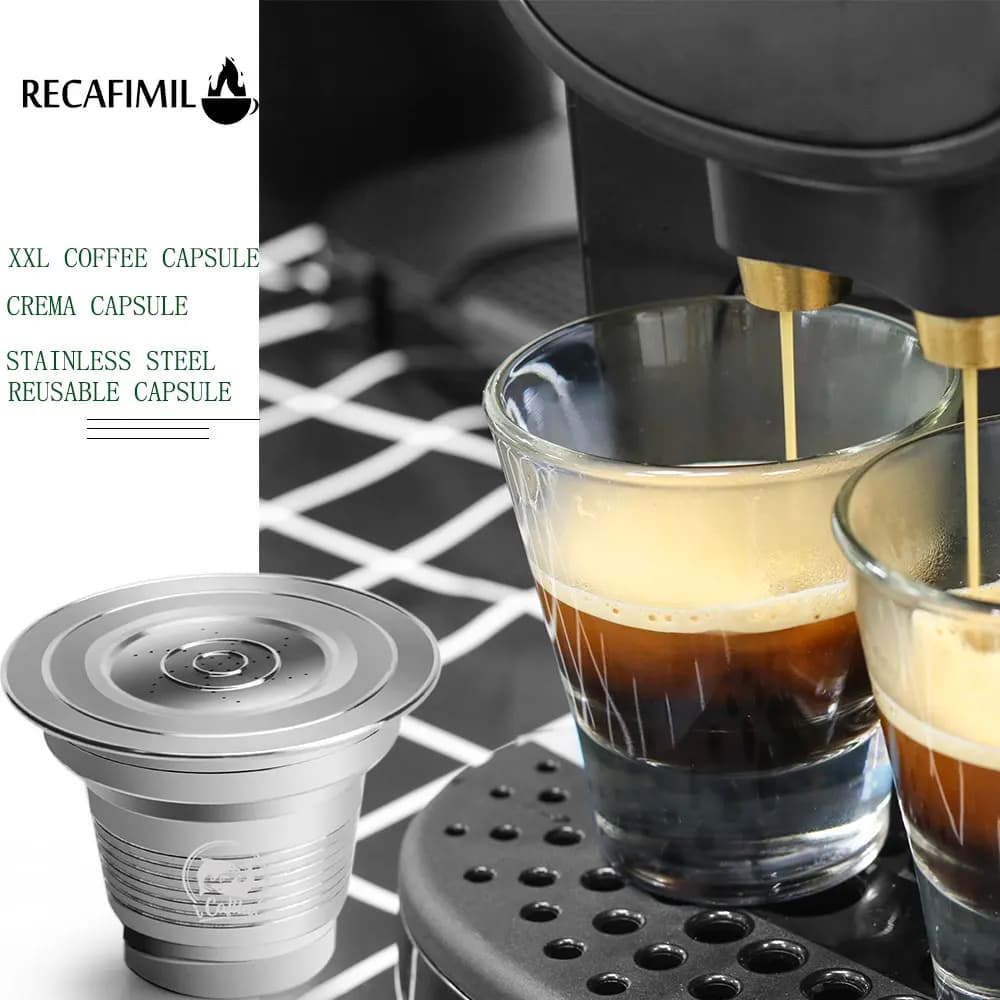 Recafimil Capsule de café XXL réutilisable pour dosette de machine LOR filtre à café crème rechargeable en acier inoxydable