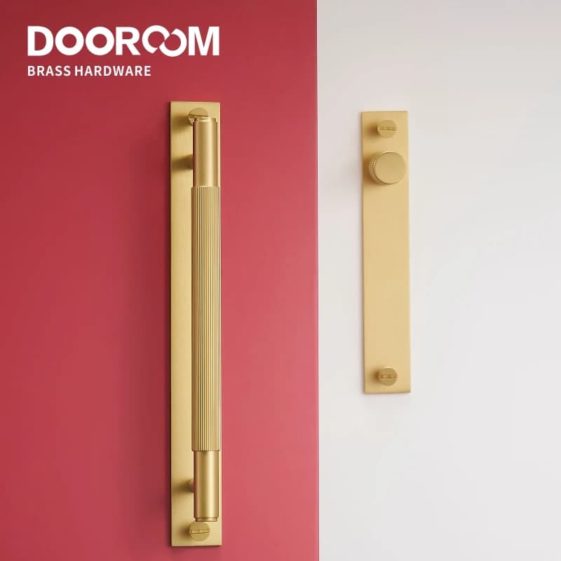 Dooroom – poignées de meubles en laiton à rayures modernes, avec plaque, placard, armoire, commode, boîte à chaussures, tiroirs d'armoire
